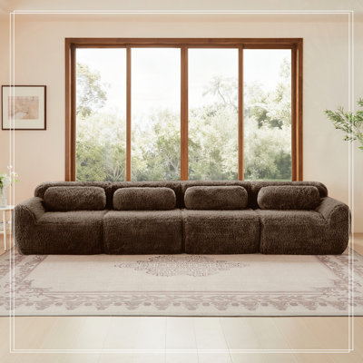 Tissu moelleux doux et moelleux de 149 po, canapé sans os, conception ergonomique en éponge haute densité 32D, emballage sous vide à compression complète, connexion à boucle libre