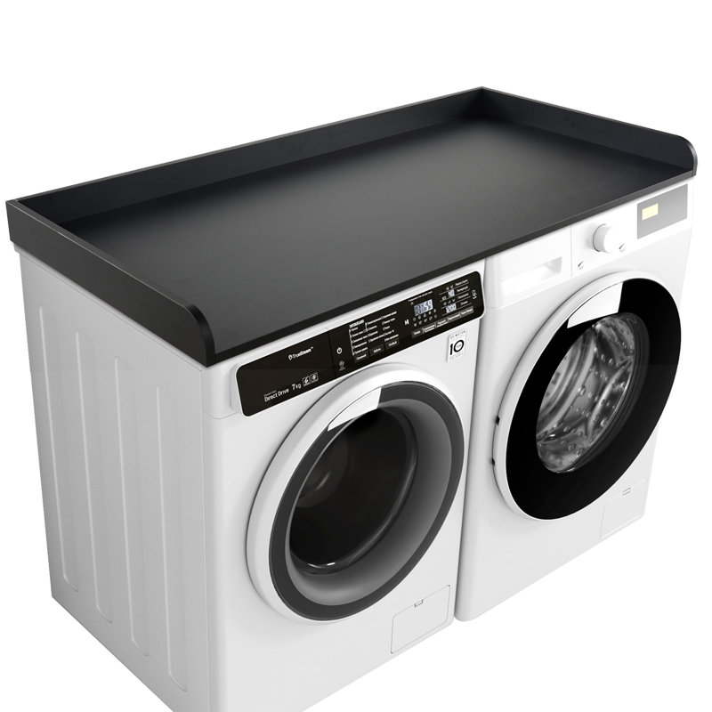 Kaboon Washer Dryer Countertop With Edge Rails, 28" X 58", Black