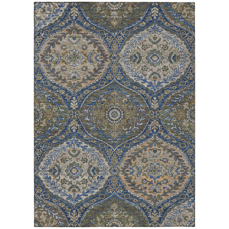 Machine Washable Indoor/Outdoor Chantille ACN2698 Global Rug, 8' x 10', Navy