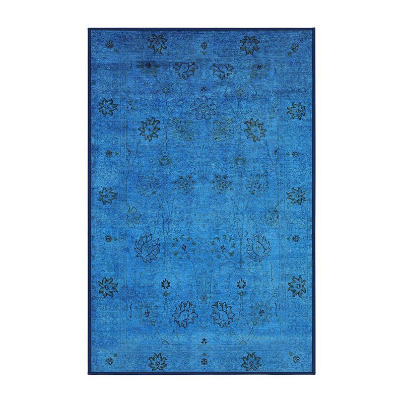 Tapis floral bleu, Rectangle 4 pi x 6 pi