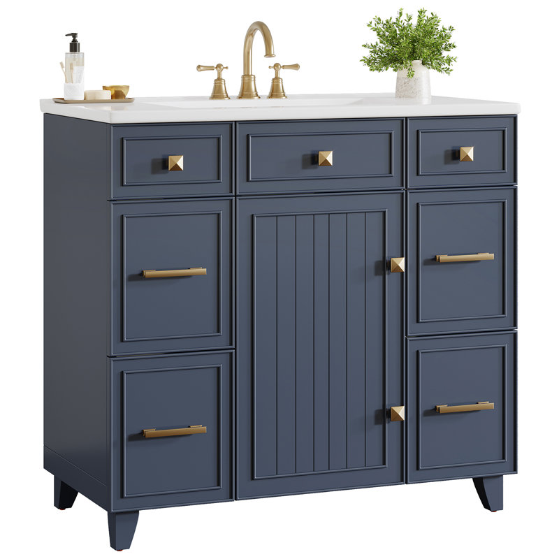 Meuble-lavabo simple 36 po avec comptoir en céramique 36 po