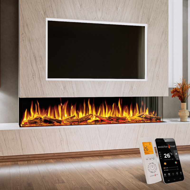 Evolution Fires Advance Series 2000mm Electric Fireplace | Built-In Wall Fire with LED Flames | App & Alexa Control | 1kW/2kW Heat Output | TV Media Wall Ready