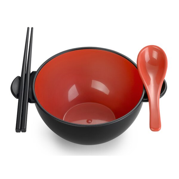 ASIAN HOME Japanese Rice and Soup Bowls With Lid, Black and Red, for rice,  miso soup, 4.33 x 3.94, 8.4 oz. (4 Bowls)