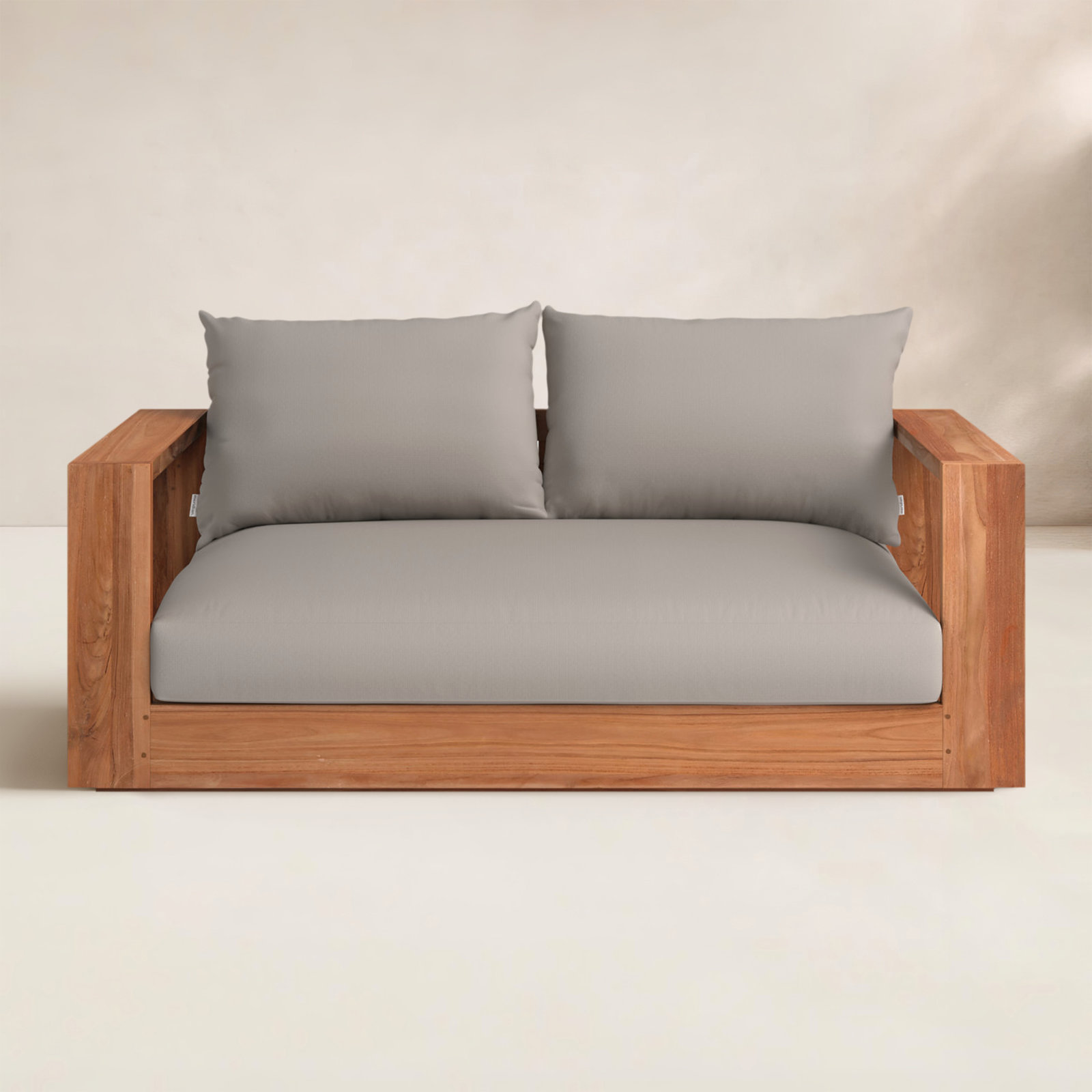 Tulum 63" Teak Patio Loveseat, Gray