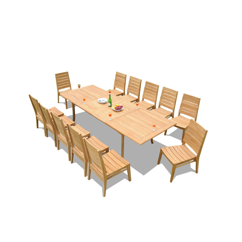 Charleston Outdoor 13 - Piece Teak Dining Set