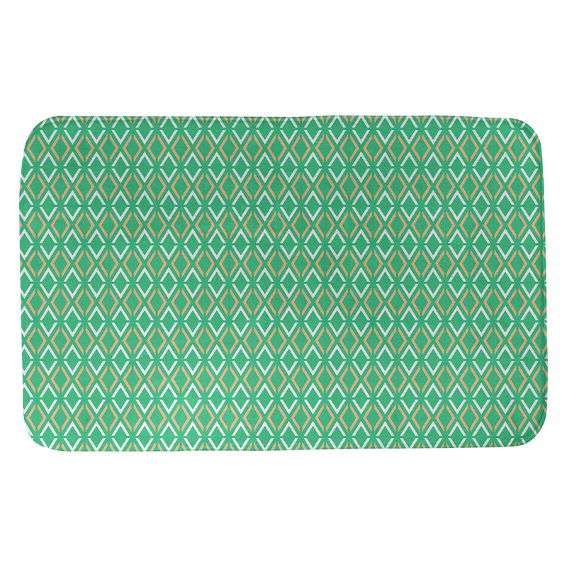 Tapis pour salle de bain diamants Leffel, l 17 po x L 24 po, Vert / Orange