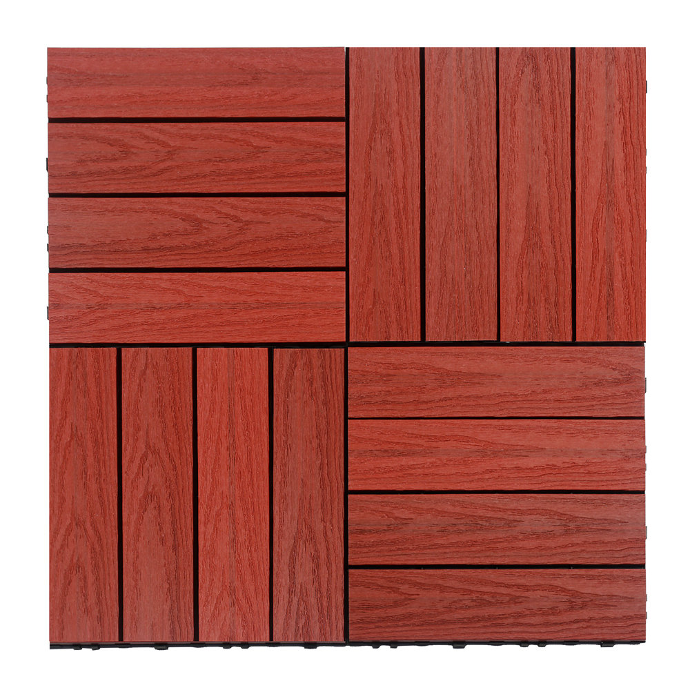 UltraShield Naturale Composite 12" x 12" Interlocking Deck Tile (Set of 10) NewTechWood Finish: Swedish Red