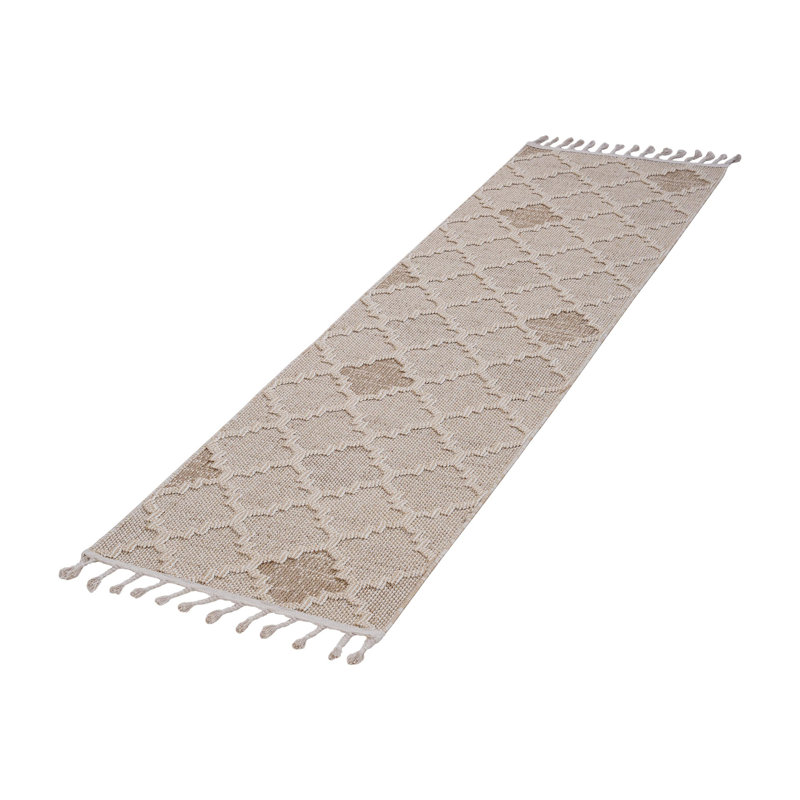 Collection Cream /Trellis Indoor/Outdoor Area Rug, Runner 2'2" x 8'