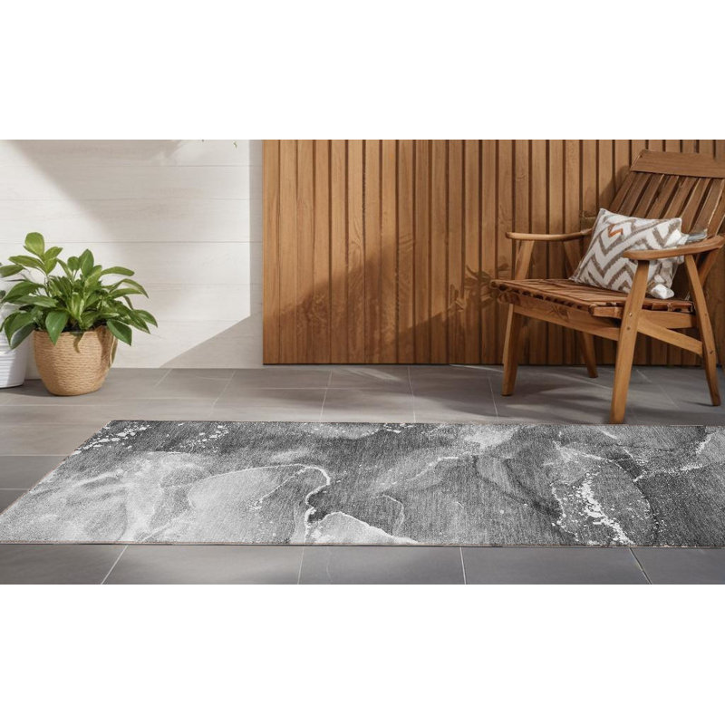 Tapis de couloir d'extérieur 8 po gris