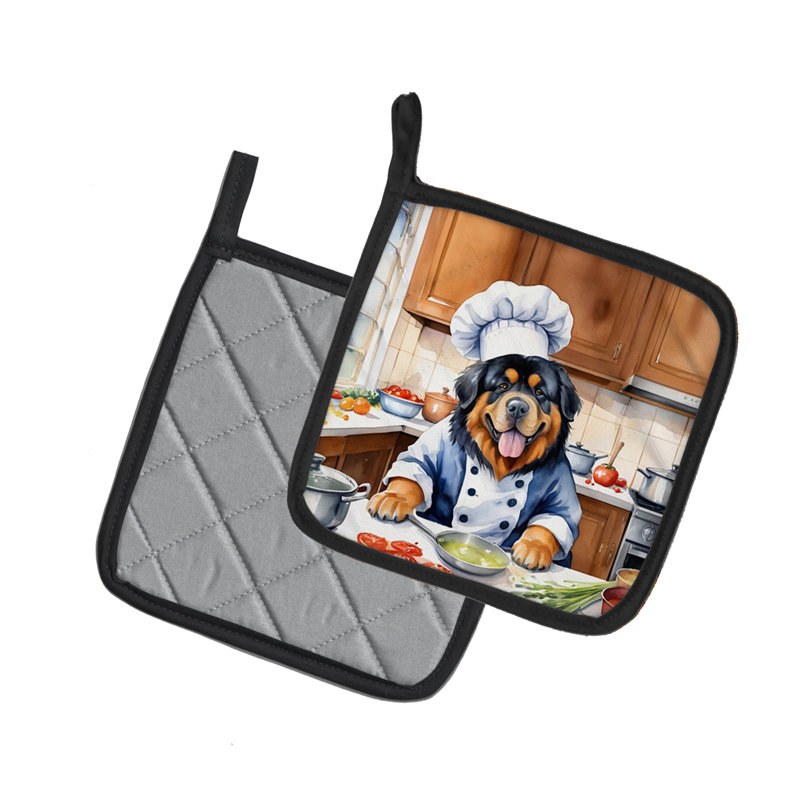 Caroline's Treasures The Dog Chef Polyester Potholder Set