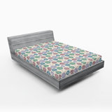 Ambesonne Botanical Fitted Sheet Polka Dots Geometric Art Ivory and Multicolor