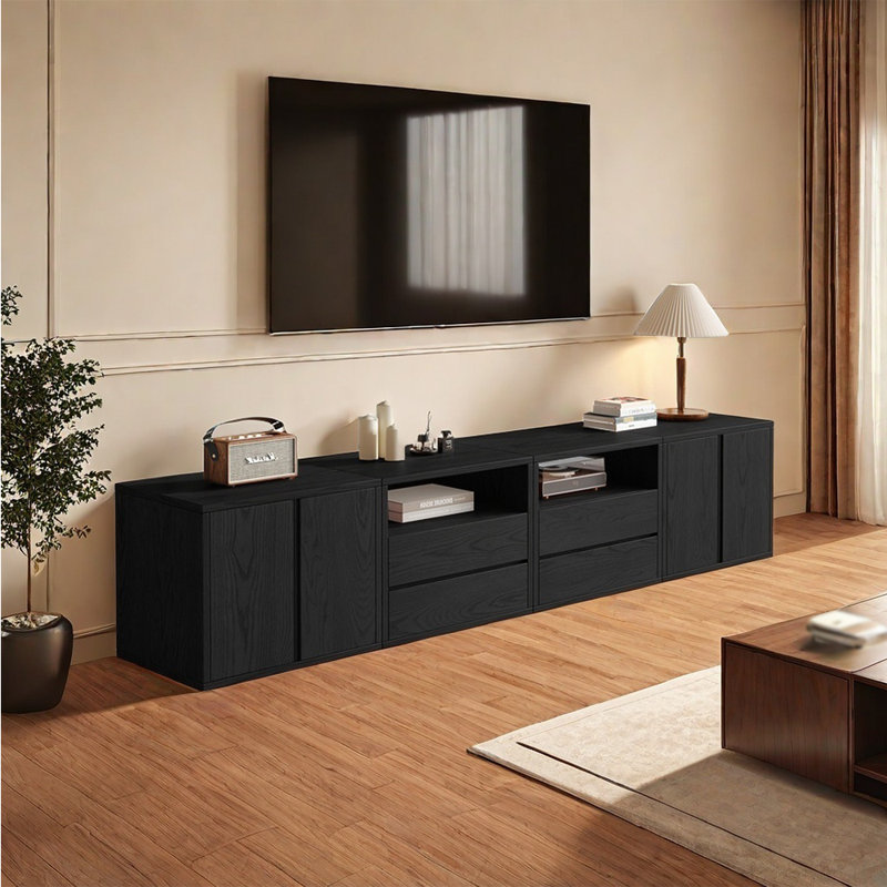 Meuble télé de style médiéval, Noir