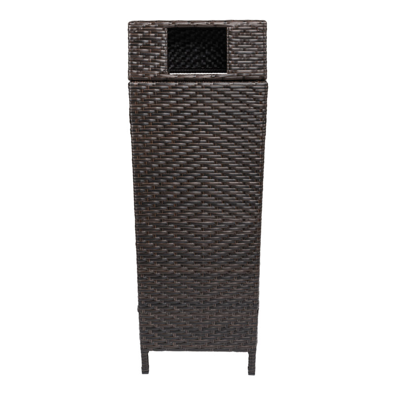 Keaton Brown 24.13-Gallon Wicker and Metal Outdoor Trash Can
