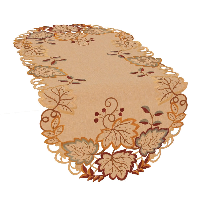 Weinberger Embroidered Cutwork Fall Table Runner