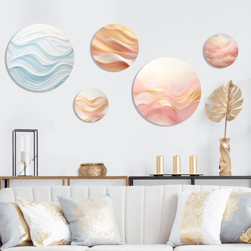 Chlora - marbre abstrait, ensemble d'art mural rond en marbre abstrait de 5