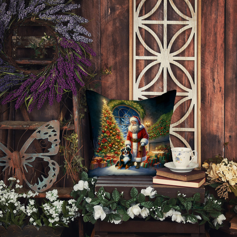 Coussin Bernese Mountain Dog and Santa Claus, H 14 po x l 14 po