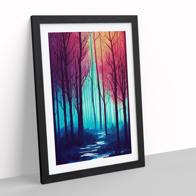 Bright Forest - Single Picture Frame Print, Black, 64cm H x 46cm W x 2cm D