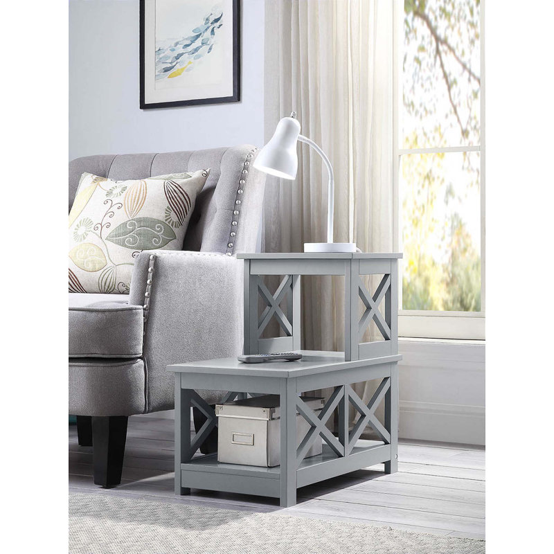 Table de bout avec rangement Darek, gris