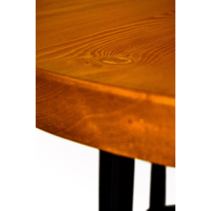 Handmade Modern Coffee Table, Walnut & Black, 29.1 in Diameter x 17.7 in Height | 100% Pine Wood, Matt Polish Finish | Rustic Industrial Design, Perfect for Living Room or Lounge Area, Unique & Stylish