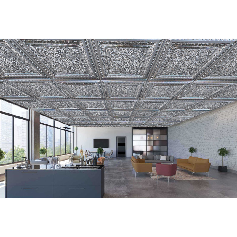 Carreau de plafond en PVC argenté 2 pi x 2 pi Falkirk Perth