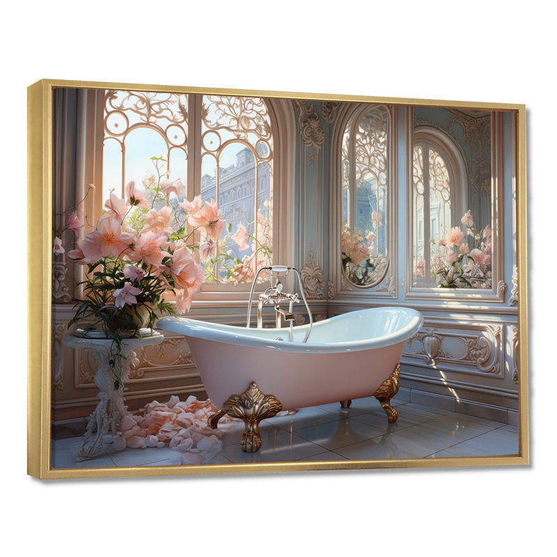 «Bathroom Ethereal Glow III» - Impression sur toile encadrée pour salle de bain, H 30 po x l 40 po x P 1,5 po