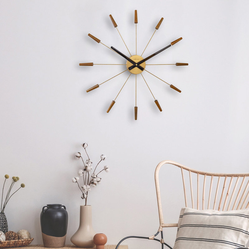Plug-Inn, 23-Inch, Metallic Spoke Wall Clock, Brun