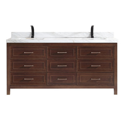 72" EBONY DOUBLE SINK VANITY DARK FINISH WITH WK-72 TOP 2" THICK BLACK NATURAL TOP