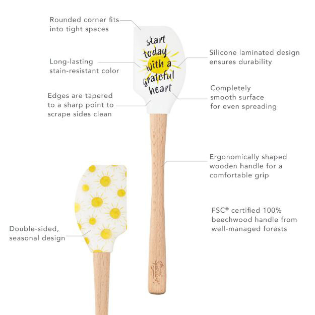 Spatulart® Grateful Heart Wood Handled Spatula
