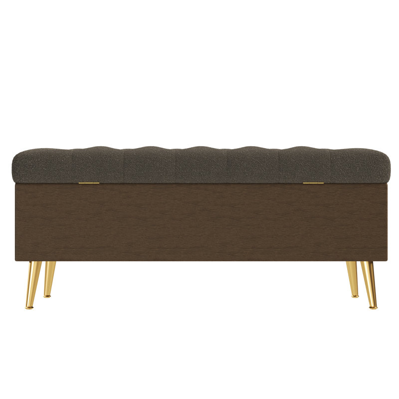 Banc de rangement avec repose-pieds rembourré Milos, Café