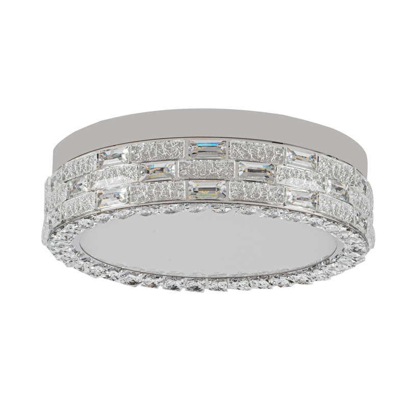 Elegance - Plafonnier encastré à DEL intégré - Finition chromée - Abat-jour diffuseur en cristal, 40 W