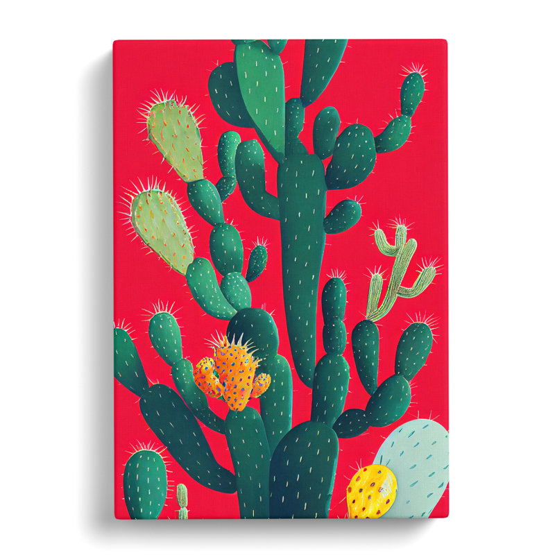 Cactus Cacti in Colour - Wrapped Canvas, 50cm H x 35cm W x 3cm D