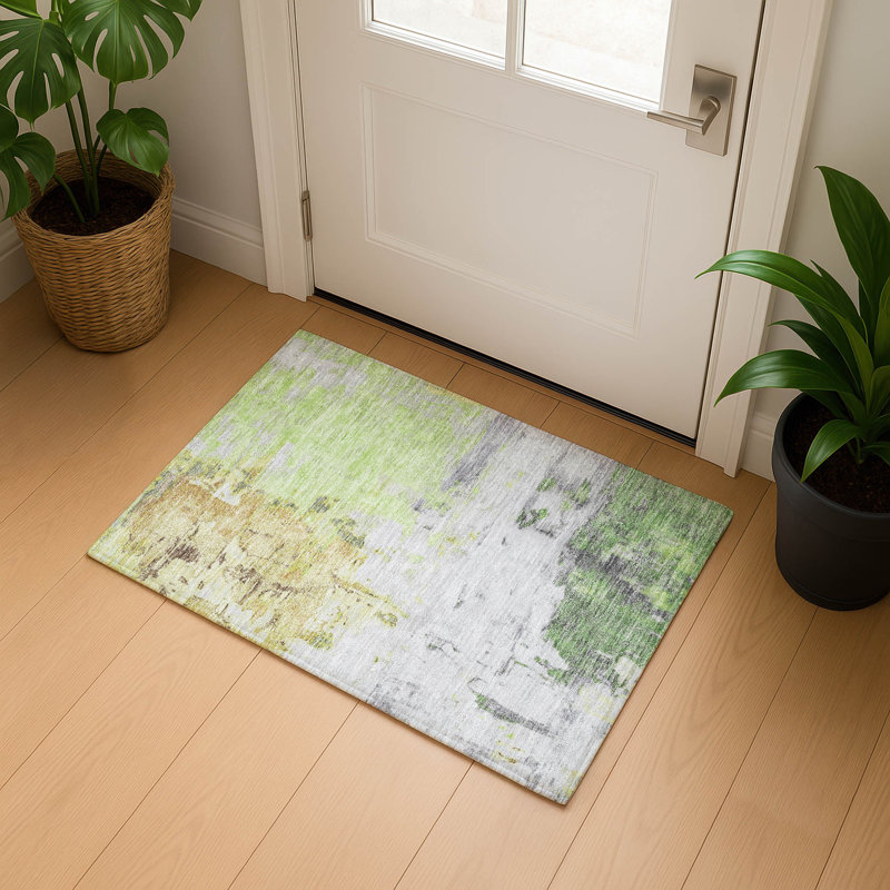 Tapis abstrait lavable à la machine, Rectangle 1 pi 8 po x 2 pi 6 po
