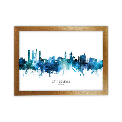 St Andrews Scotland Skyline Blue City Name by Michael Tompsett - 1 Piece Wall Art
