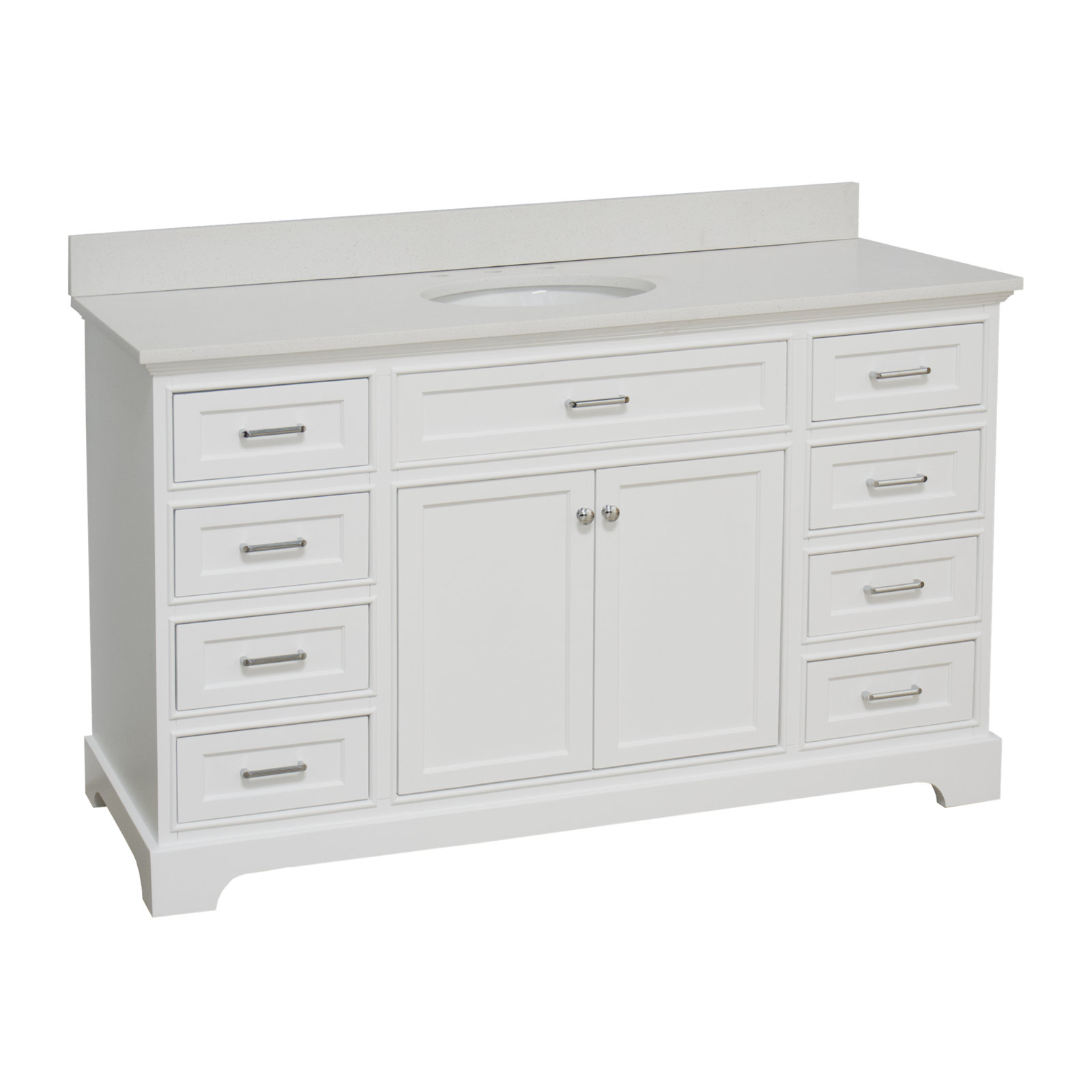 Ronnie 60'' Single Bathroom Vanity, White, Quartz