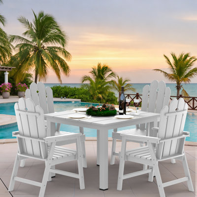 The Outdoor Courtyard Dining Set Includes A Square Table And 4 Beautifully Designed Dining Chairs With Armrests. It Fully Embodies Noble Taste And Attention To Guests, Making It An Ideal Choice For Hosting Guests At Home.