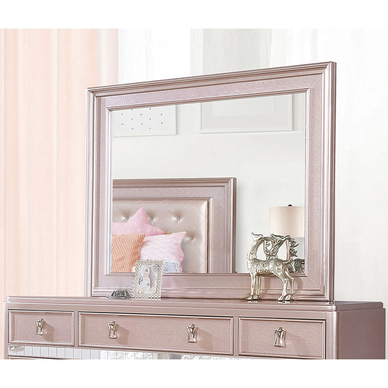 Annistyn 7-Drawer Double Dresser with Mirror, Rose Gold