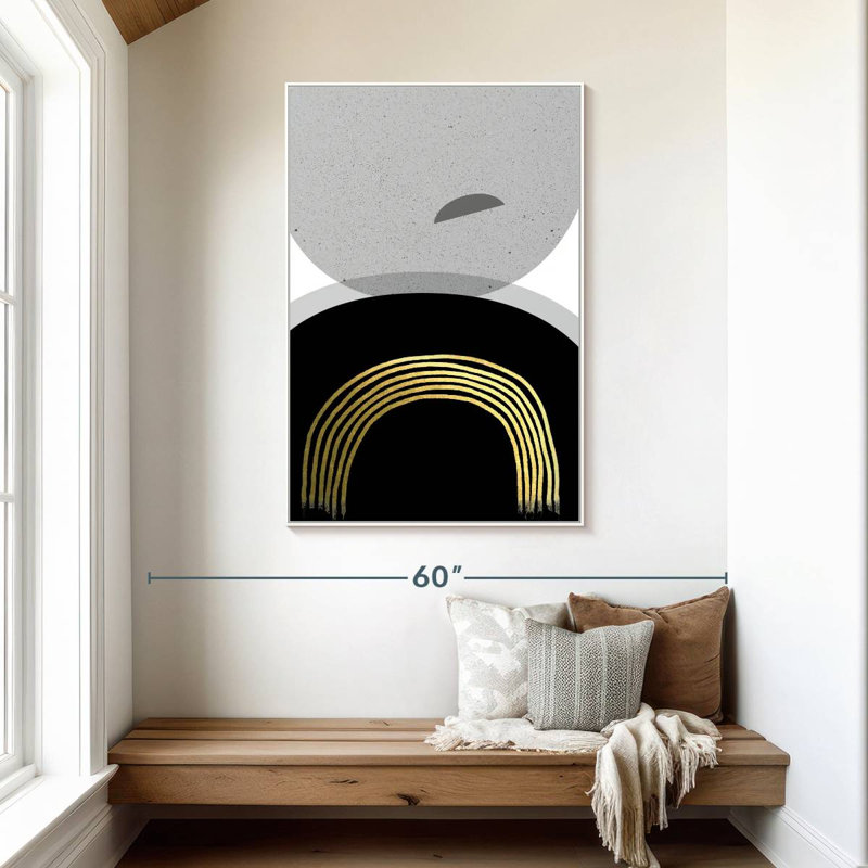 Or noir minimaliste II, Cadre flottant blanc, 31 po x 46 po