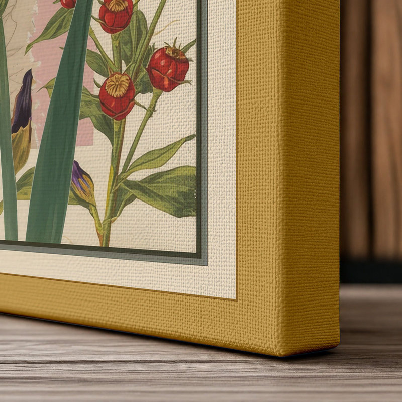 Purple Iris Study Botanical - Wrapped Canvas, Ochre Border, 30x20 - 76.2 x 50.8 cm