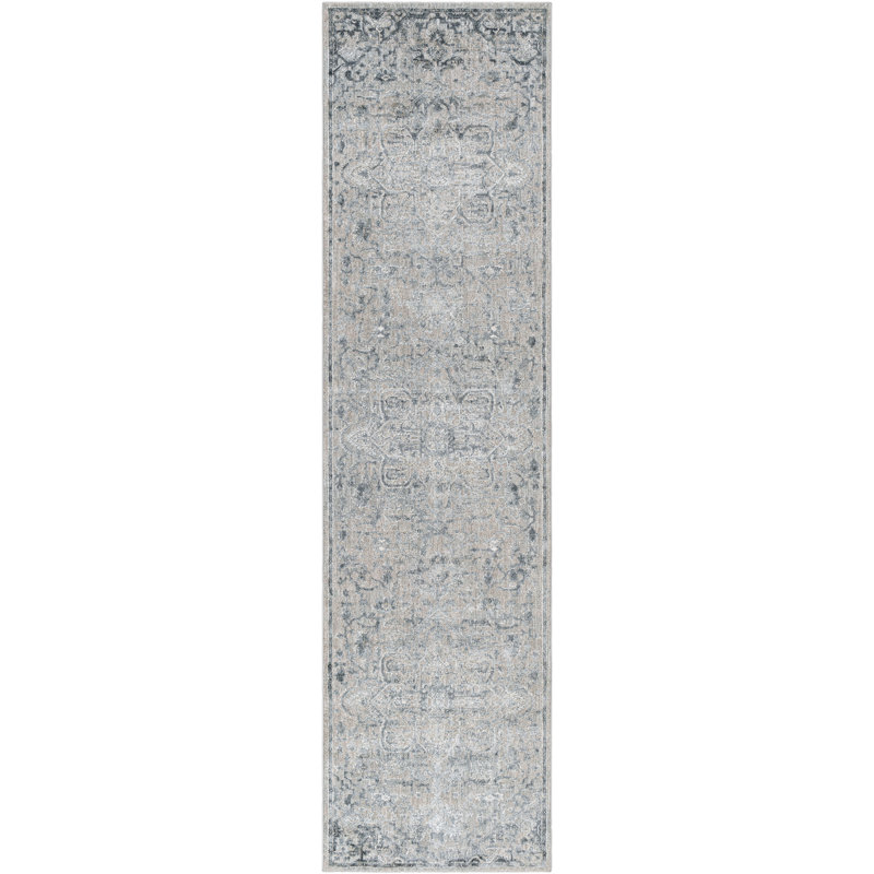 Tapis oriental gris Agustina, Tapis de couloir 2 pi 6 po x 10 pi