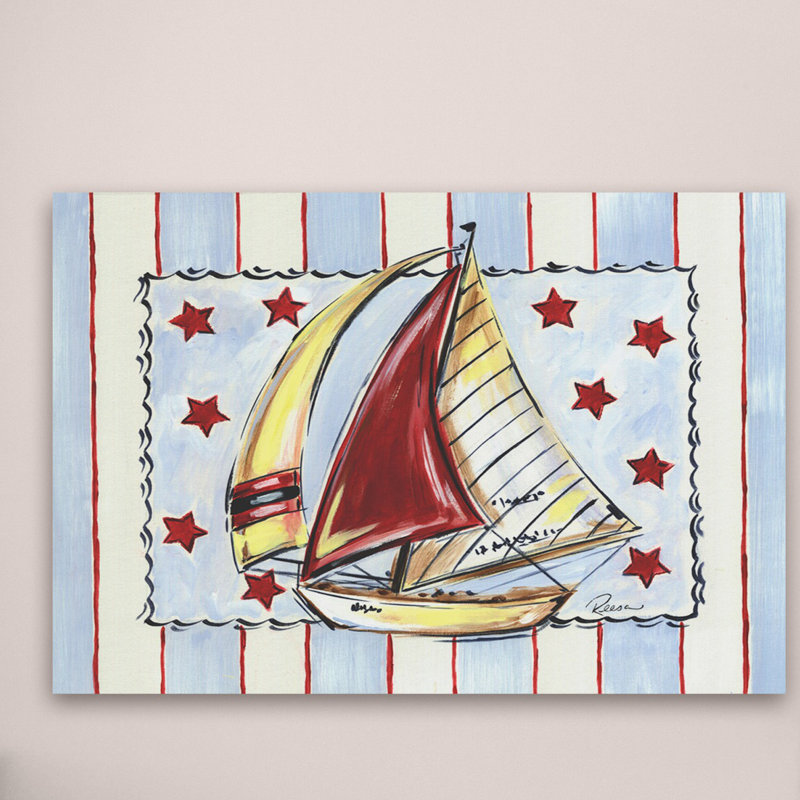 Colorful Sailboat Painting Print on Wrapped Canvas, 20" x 14"