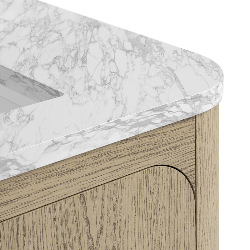 Corbin 30" Freestanding Single Bathroom Vanity with Carrara Marble Top, Ebony Oak, 60" W, Carrara Marble