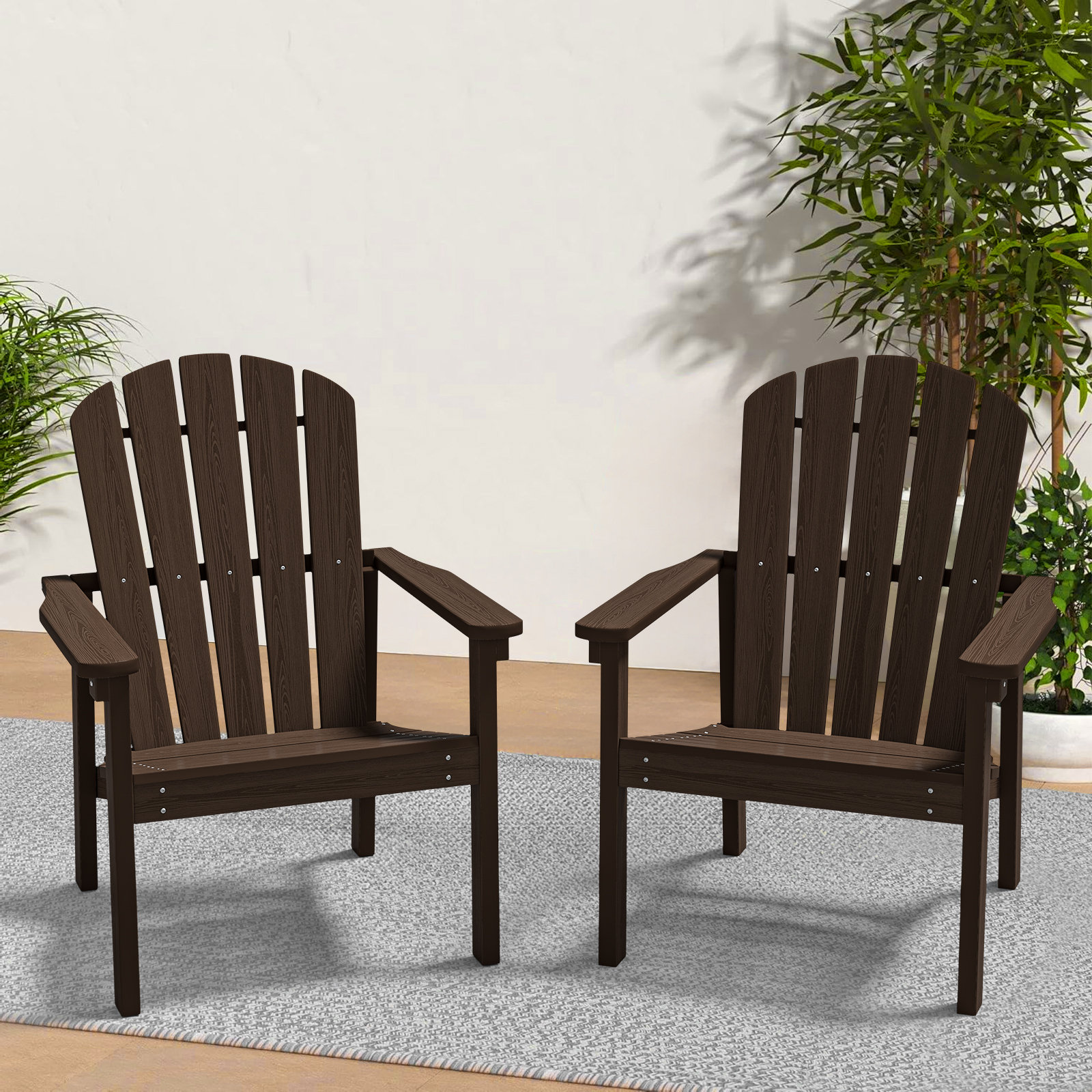 Highland Dunes Set of 2 Stackable Adirondack Chairs – All-Weather HDPE Outdoor Patio Chairs with Ergonomic Design, Easy Storage, and Low Maintenance & Reviews | Wayfair
