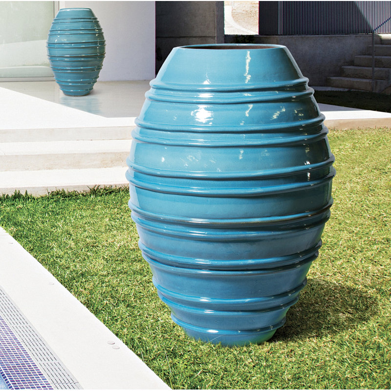 Vase de plancher en céramique Helter Skelter, Bleu turquoise