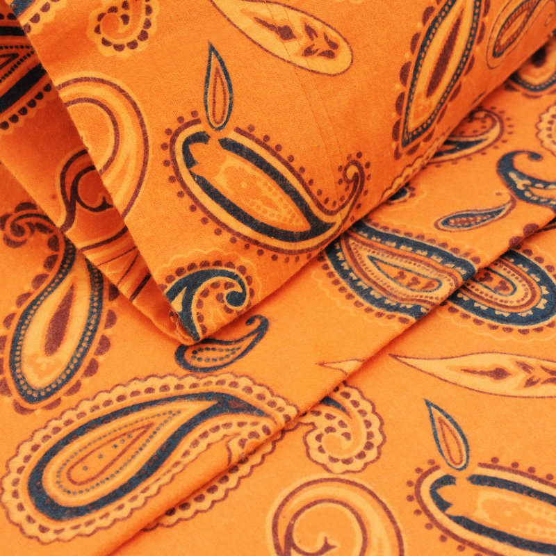 100% Cotton Flannel Paisely Pillowcase, King, Pumpkin