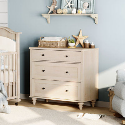 Ariv Kids Dressers With Wide Chest Of Drawers, Baby Dresser For Bedroom With 3 Drawers, Small Dressers For Nursery, Hallway, Living Room, Rustic White by Harper Orchard
