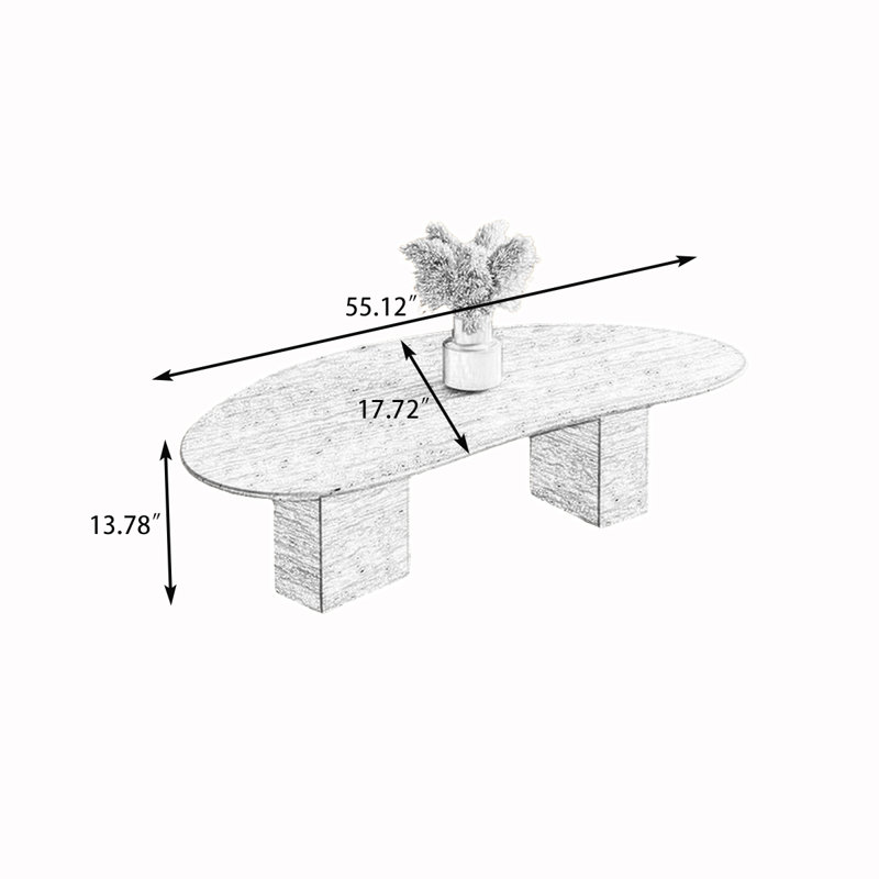 Image de table basse en pierre, H 13,78 po x l 55,12 po x P 17,72 po