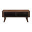 Table basse rectangulaire avec rangement à finition noyer et 2 portes tambour en bois avec tablettes fixes
