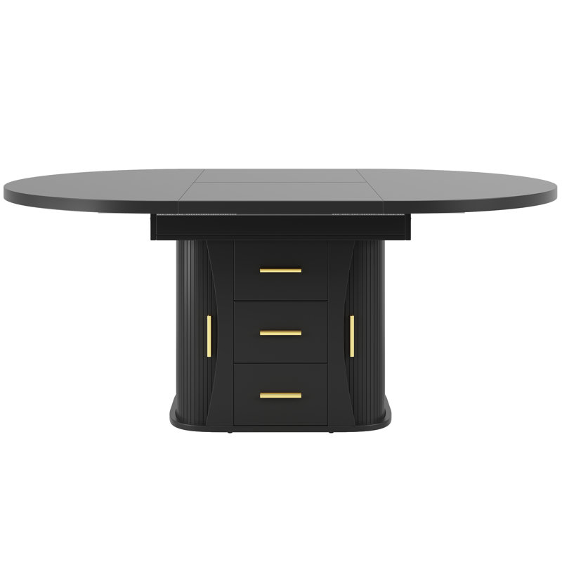 Extendable Oval Dining Table, Black