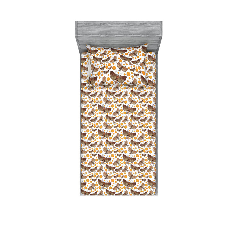 Ensemble de draps et taies décoratives Ambesonne, Ensemble de draps pour lit simple avec 1 taie d'or