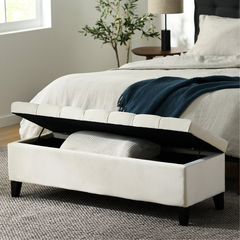 Bouton, couture de diamant, beige, rangement, design contemporain, fermeture à couvercle souple, pieds amovibles, rangement, sièges dans le vestibule, assemblage inclus, surpiqûres, coussins et couvertures nécessaires